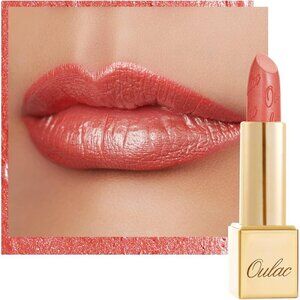 🆕 Metallic Coral Pink Lipstick Lightweight Soft Hydrating Vegan Full-Coverage